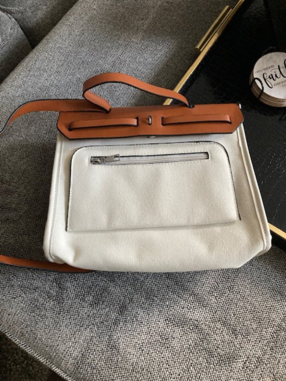Backpack in leather and canvas